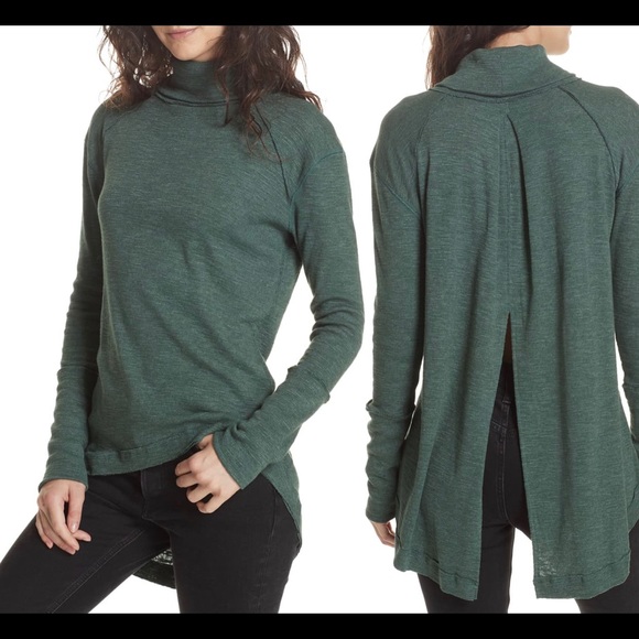 Free People Split-back turtleneck sweater in rust - Picture 4 of 4